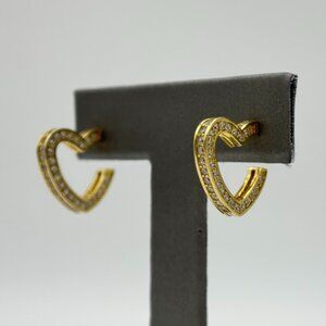 Absolute x Katharine McPhee Sterling Silver Goldclad 1.70ctw Heart Hoop Earrings